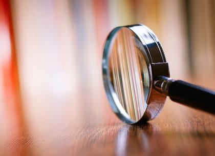 Close-up shot of magnifying glass